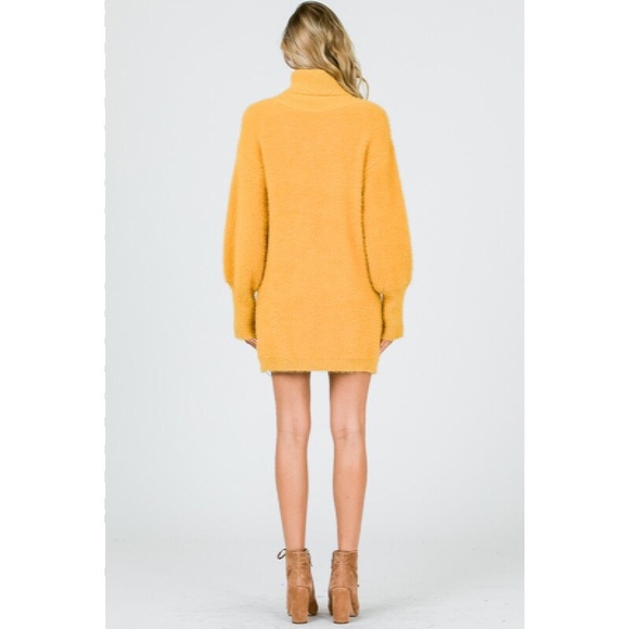 Faux Fur Sweater Dress in Mustard New S M - Picture 3 of 8